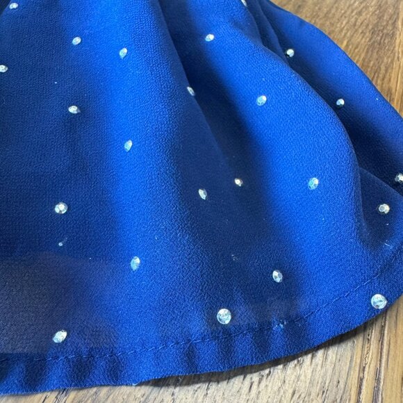 MAYORAL Ruffled Shorts Romper Girls 6 Navy Blue Gold Dot Playsuit Chiffon Jumper - Picture 6 of 9